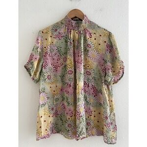Anthropologie One Fine Day Floral Top Sheer Sz Large Boho Feminine Unlined